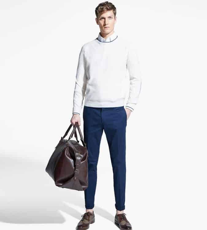 Men's Go-To Outfit Combinations - White Shirt & Crew Neck Knit
