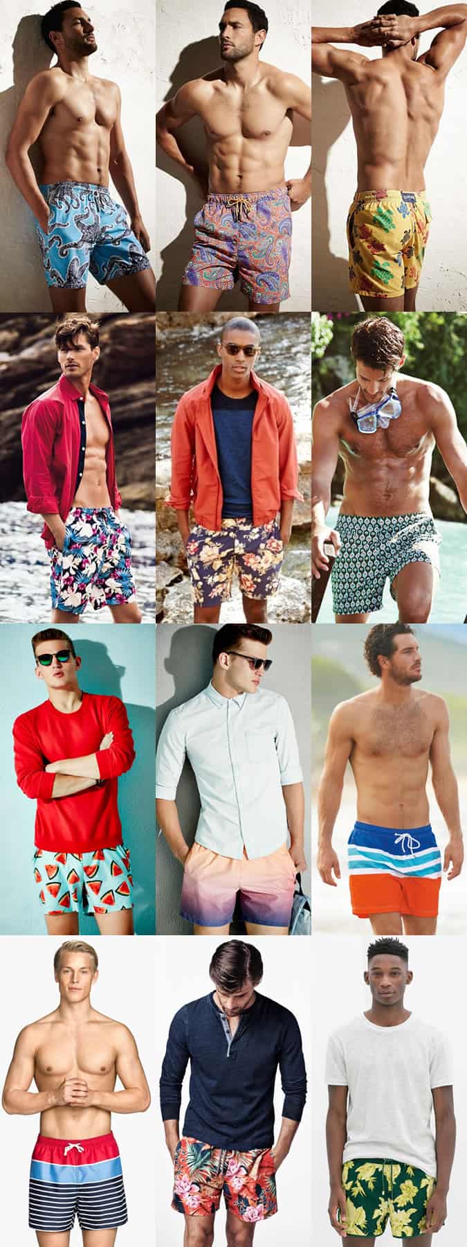 Men's Bold Patterned and Print Swim Shorts Lookbook