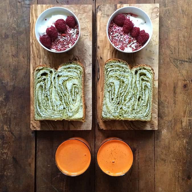 Symmetry Breakfast matcha marble shoku pan with yoghurt