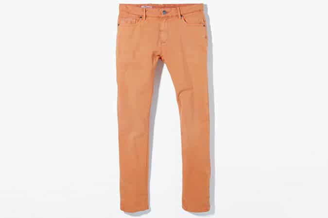 Mango Man SLim Fit 5 Pocket Cotton Chinos In Orange