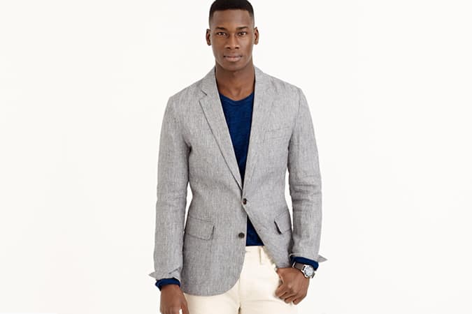 LUDLOW SPORTCOAT IN GREY CHECKED IRISH LINEN