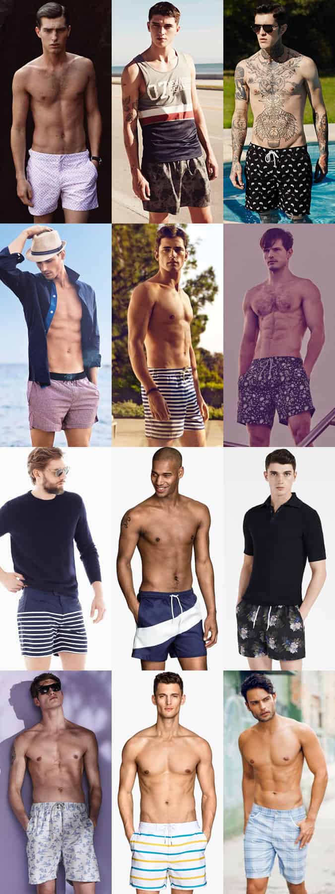 Men's Muted Patterned and Print Swim Shorts Lookbook
