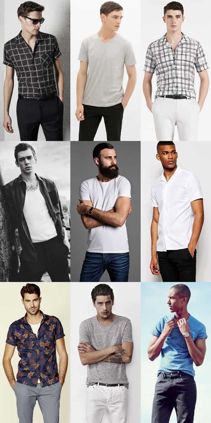 Men's Quality Fitted T-Shirts and Cuban Collar Shirts Outfit Inspiration Lookbook