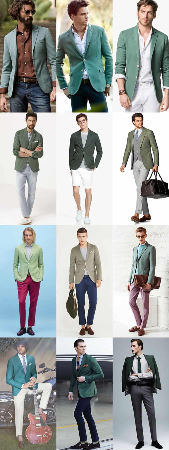 Men's Green Blazers Outfit Inspiration Lookbook