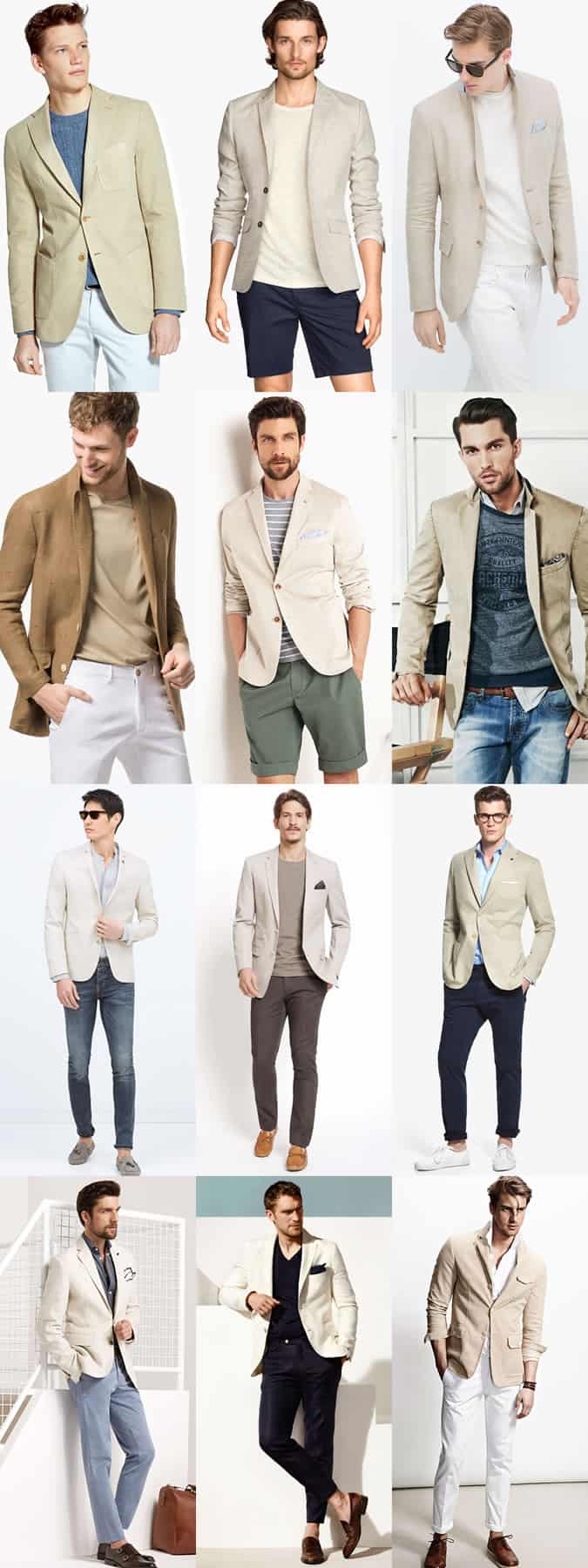 Men's Neutral Unstructured Blazers Outfit Inspiration Lookbook