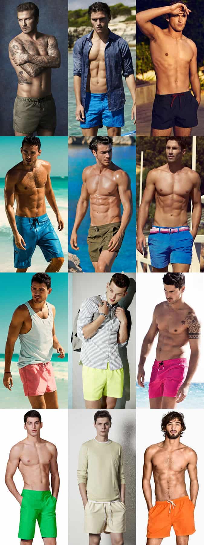 Men's Coloured and Neutral Swim Shorts Lookbook