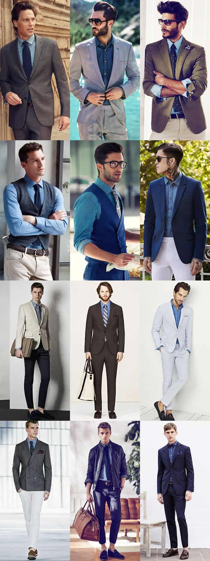 Men's Smart Denim Shirts Outfit Inspiration Lookbook