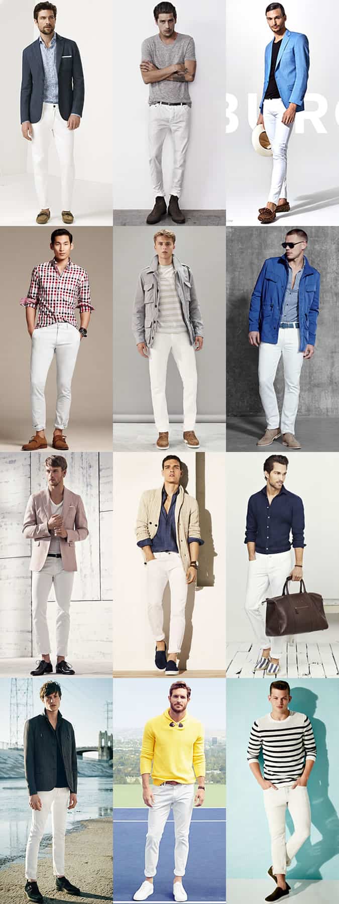 Men's White Jeans Outfit Inspiration Lookbook