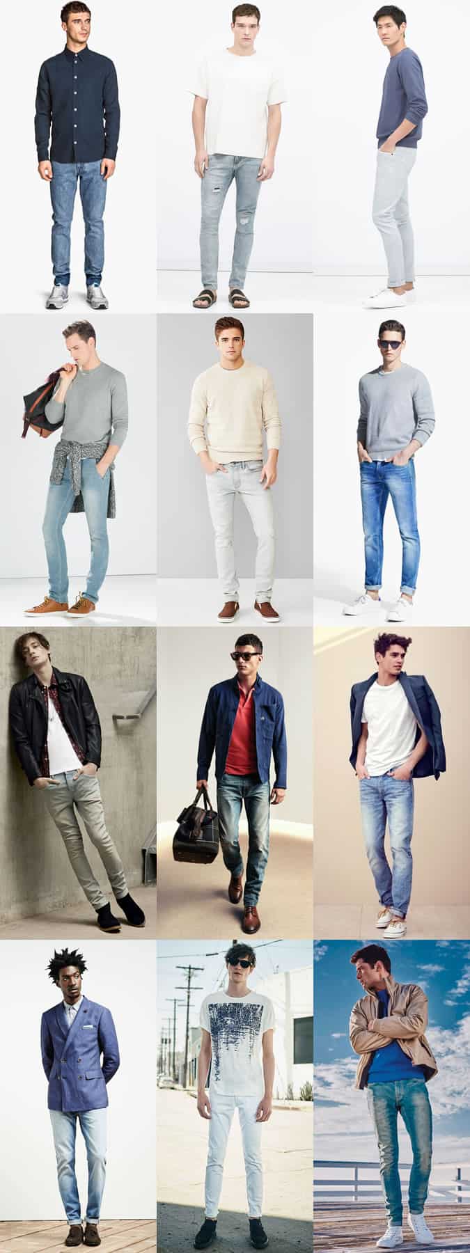 Men's Light Wash Denim Jeans Outfit Inspiration Lookbook