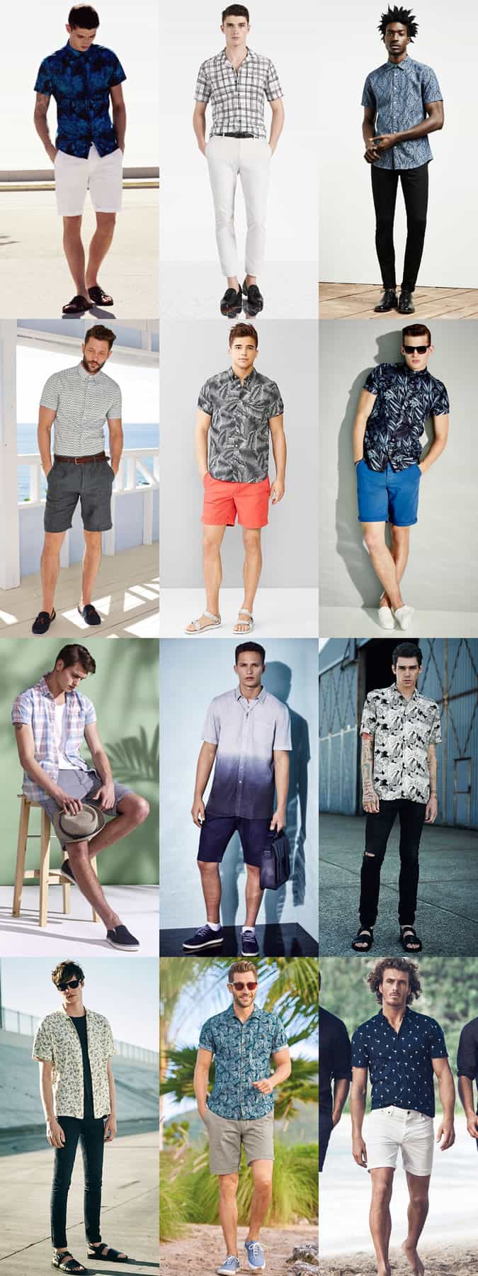 Men's Printed Short Sleeved Shirts Outfit Inspiration Lookbook
