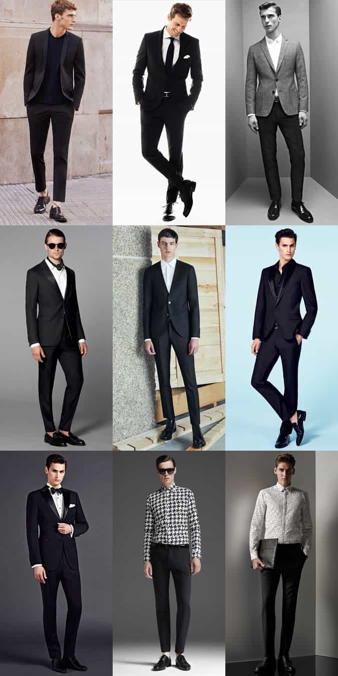 Men's Black Suits and Tailoring Outfit Inspiration Lookbook