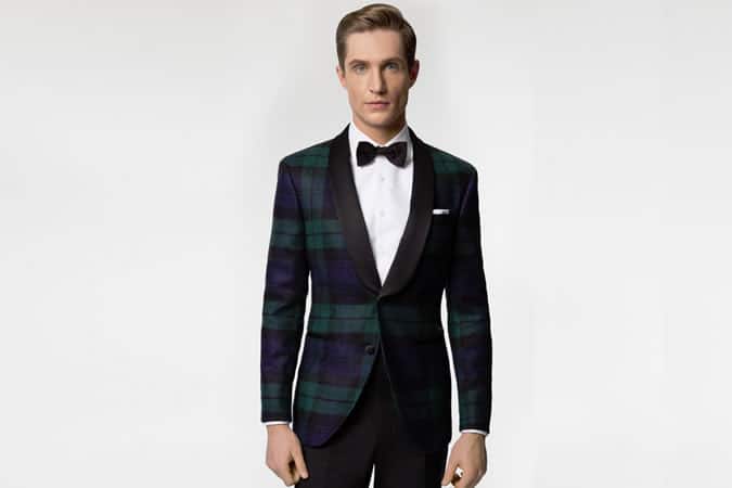 Hackett Blackwatch Shawl Collar Jacket