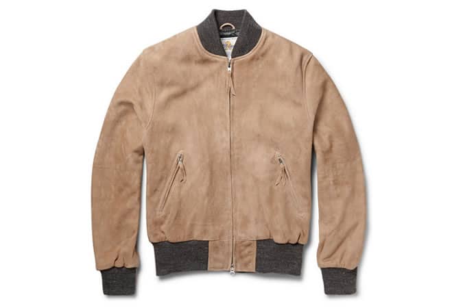 CLUB MONACO GOLDEN BEAR SUEDE BOMBER JACKET