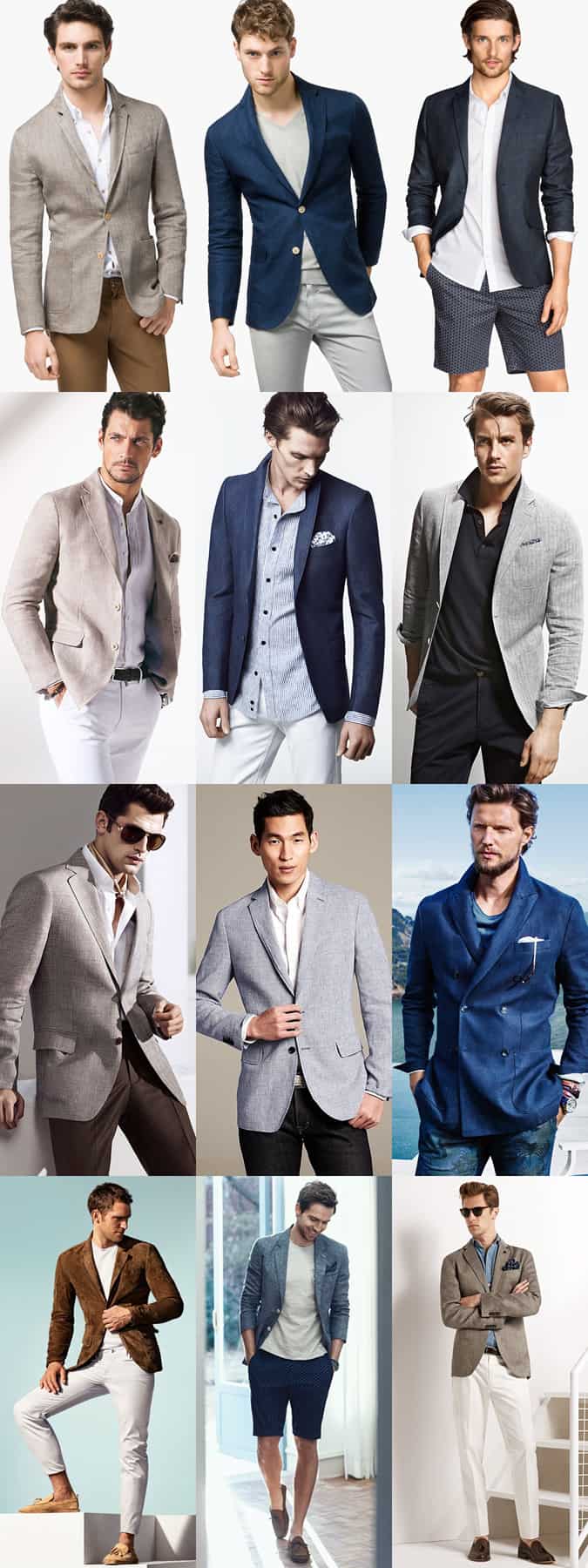 Men's Spring/Summer Textured Blazers - Seersucker, Linen, Chambray, Knitted - Outfit Inspiration Lookbook
