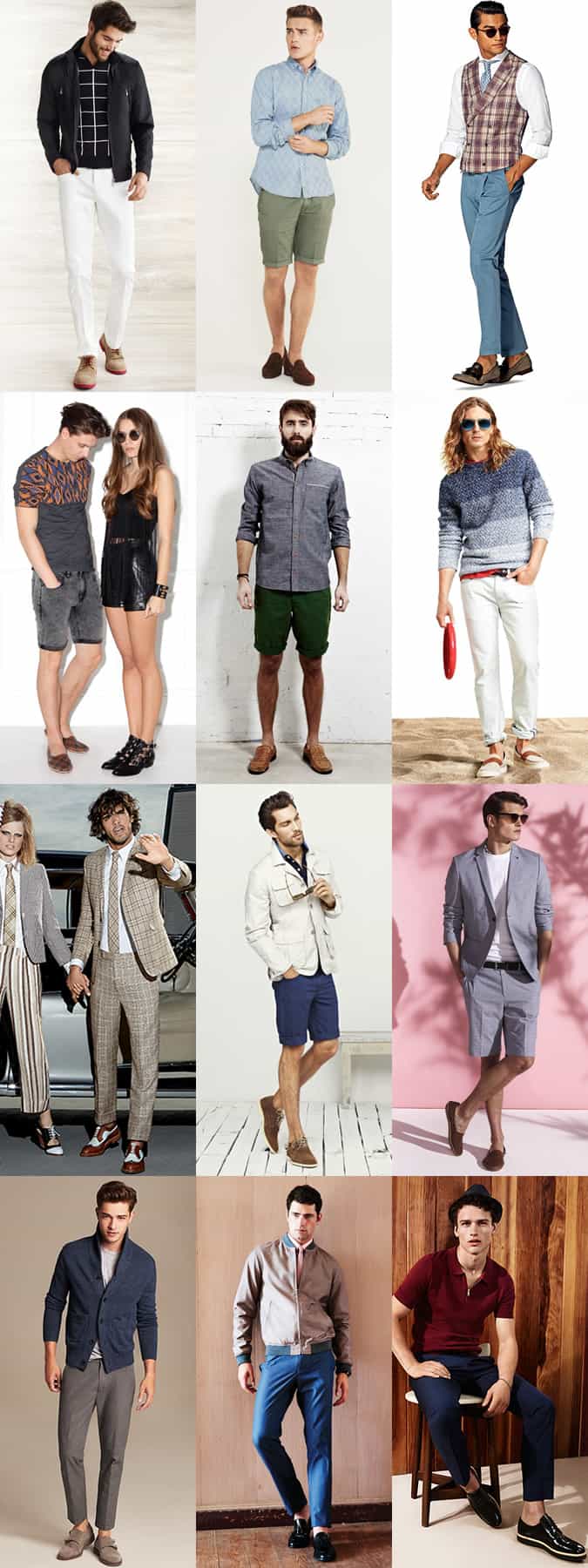 Men's Textured Spring/Summer Footwear - Contrast Soles, Suede Shoes, Two-Tone, Patent, Burnished Toes - Outfit Inspiration Lookbook