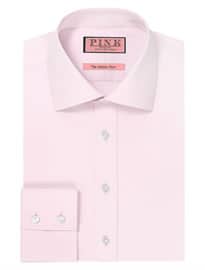 Thomas Pink Rock Plain Athletic Fit Button Cuff Shirt