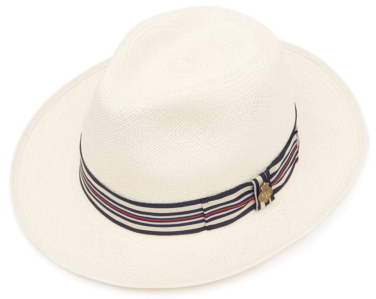 Christys' Classic Preset Panama Hat With No1 Regimental Band & Cream Binding