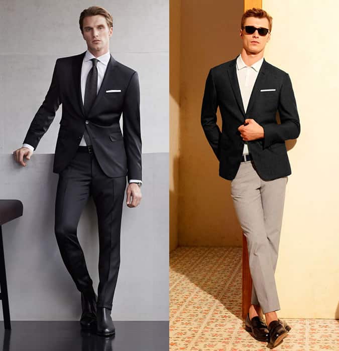 Men's Black Suit and Blazer Separates Outfit Inspiration Lookbook