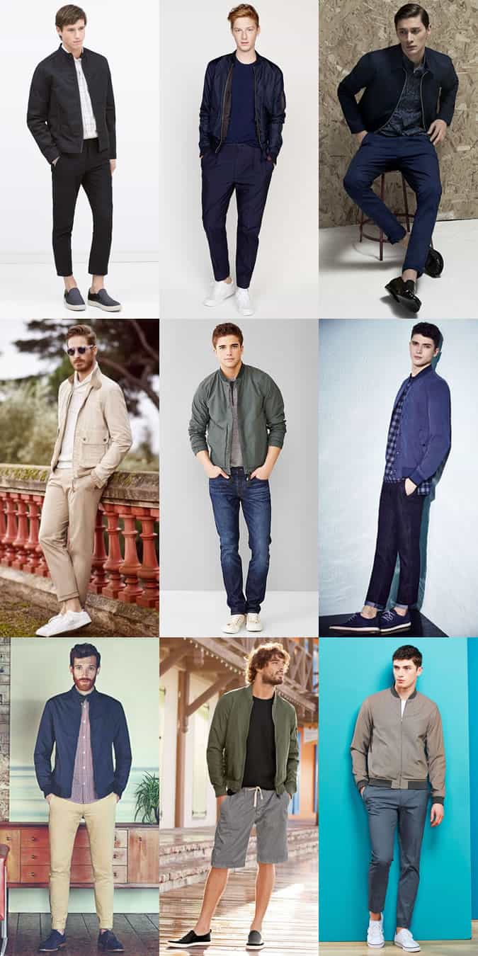 Men's Lightweight Bomber Jackets Outfit Inspiration Lookbook