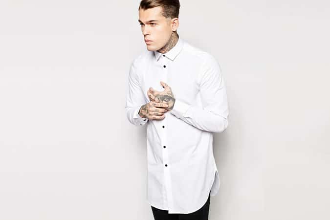 ASOS Shirt In Super Longline With Contrast Buttons