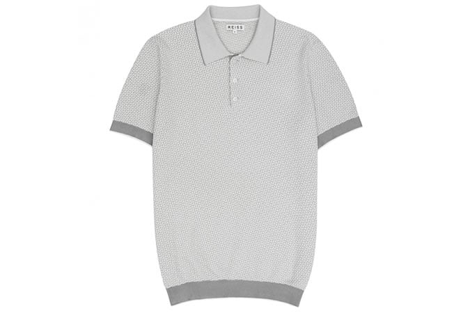 FOLIO GEOMETRIC KNITTED POLO SHIRT GREY