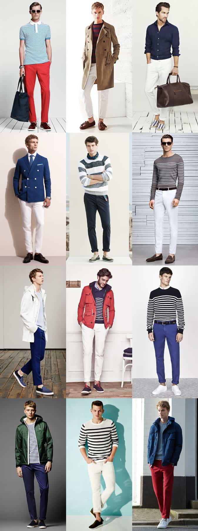 Men's White, Navy and Red Chinos Outfit Inspiration Lookbook