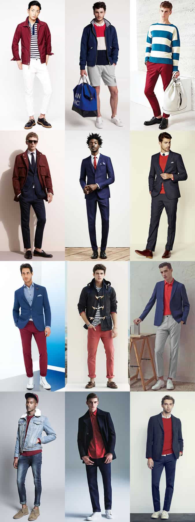 Men's Red, White and Blue Outfit Inspiration Lookbook