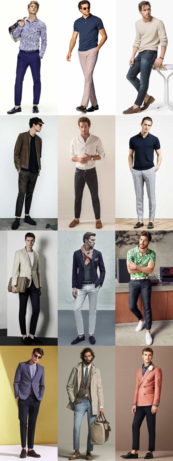 Men's Sockless Outfits - Slim and Tapered Jeans, Chinos and Trousers