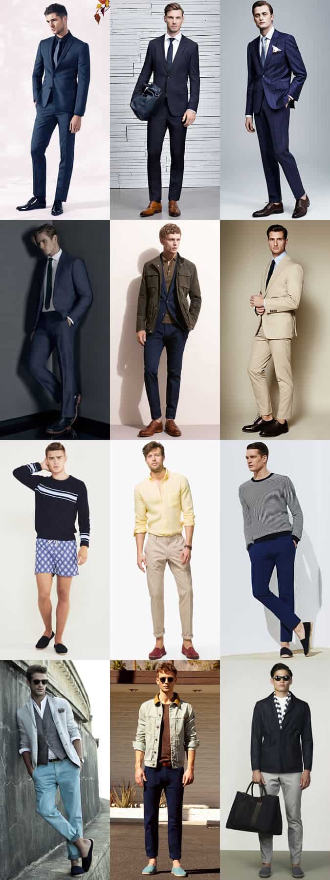 Men's Smart Leather Brogues, Oxfords and Derbies with Suits / Plus Espadrilles In Summer Outfits