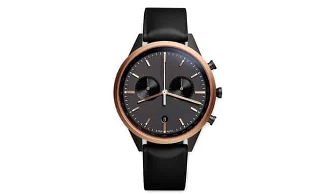 UNIFORM WARES C41 CHRONOGRAPH WRISTWATCH PVD Rose Gold & Black Rubber