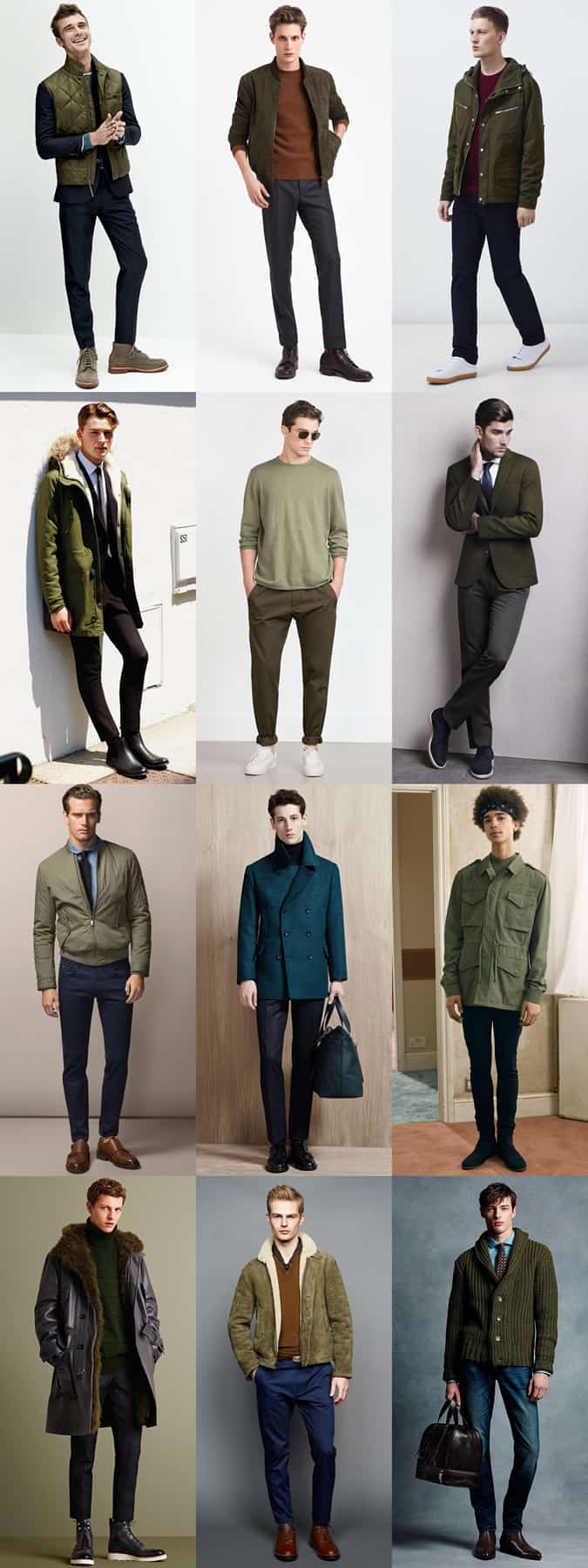 Men's Subdued/Military Green Clothing Outfit Inspiration Lookbook