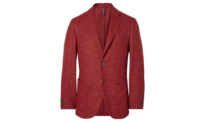 Incotex Red Slim-Fit Herringbone Wool-Blend Blazer