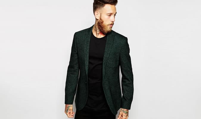 ASOS Slim Blazer In Herringbone