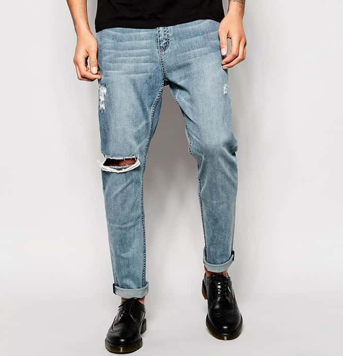 Men's Light Wash Jeans - Ripped/Distressed Denim Outfit Inspiration Lookbook