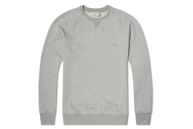 MAISON KITSUNÉ TRICOLOUR FOX CREW SWEAT Grey Melange