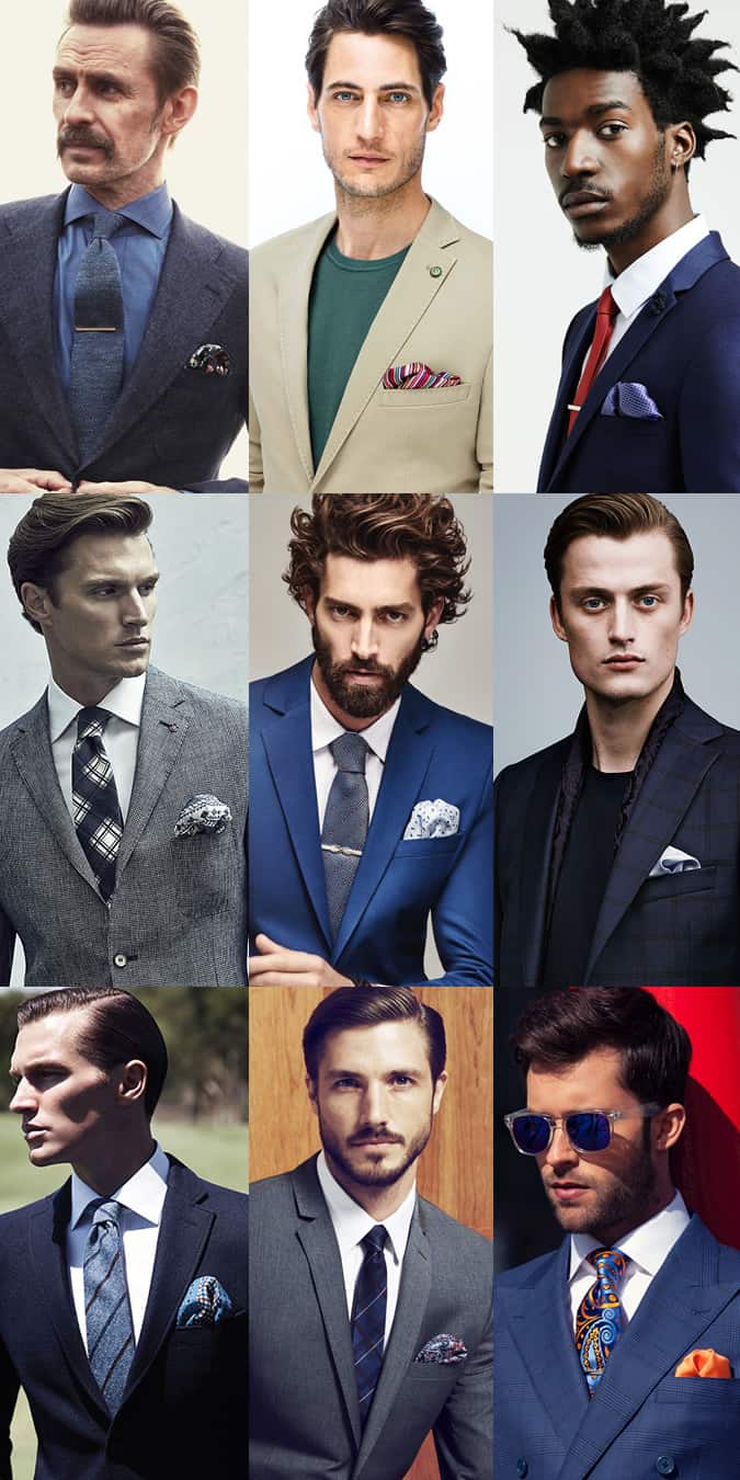 Men's Casual/Puff Fold Pocket Square Lookbook Inspiration
