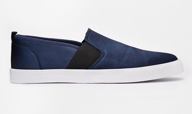 ASOS Slip On Plimsolls in Satin Feel