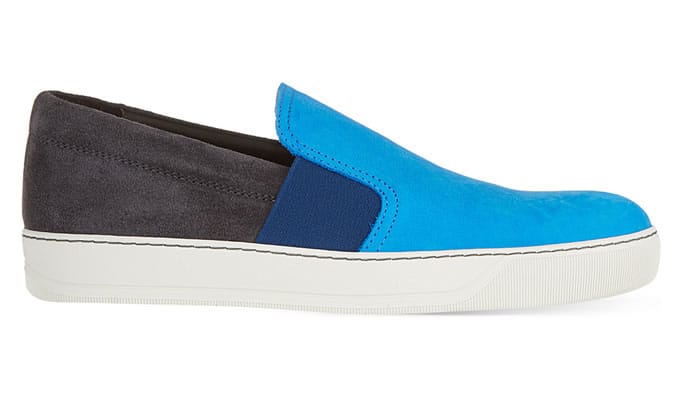 LANVIN NUBUCK AND SUEDE SLIP-ON SNEAKERS