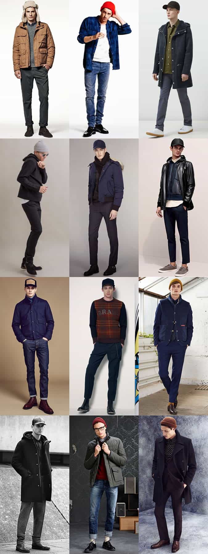 Men's Minimal Snapbacks, Baseball Caps, Beanies and Trapper Hats Autumn/Winter Outfit Inspiration Lookbook