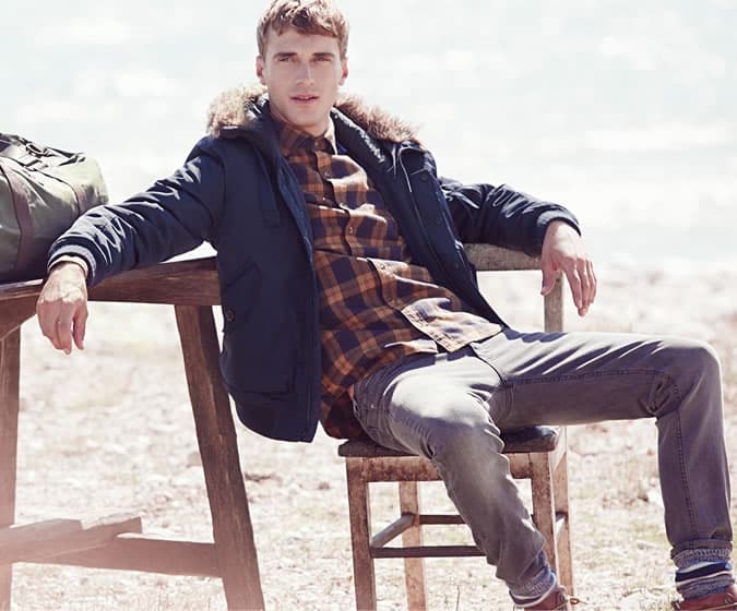 Mango Man AW14 - Orange Plaid Flannel Shirt Outfit
