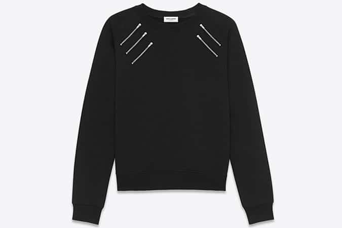 Saint Laurent Classic Crew Neck Sweatshirt with Zip Chest