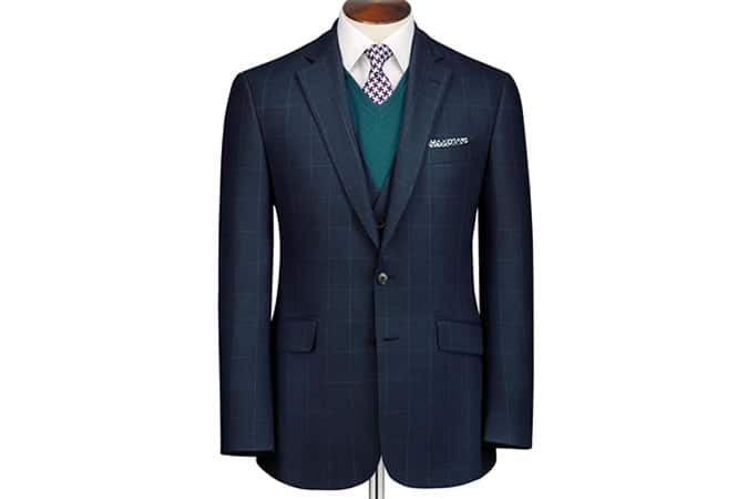 Charles Tyrwhitt Mid Blue Windowpane Slim Fit Travel Suit