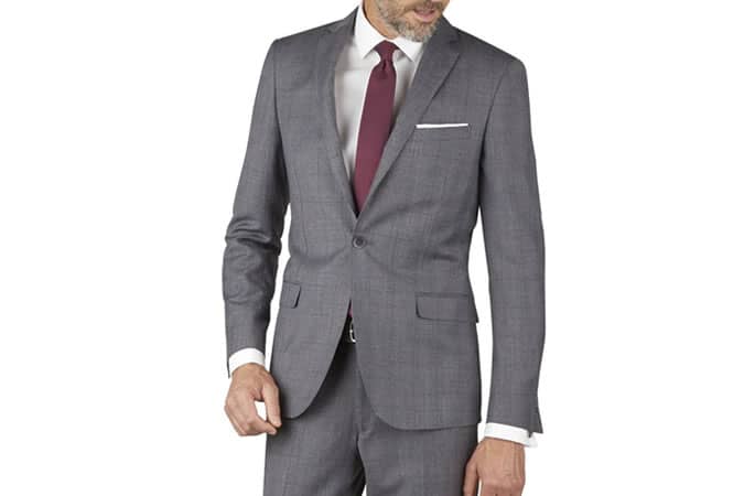 T.M. Lewin Levy Grey Check 1 Button Skinny Fit Suit