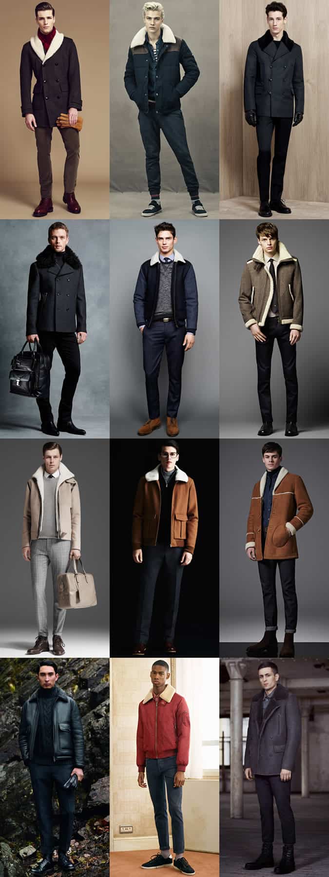 Men's Shearling Jackets Outfit Inspiration Lookbook