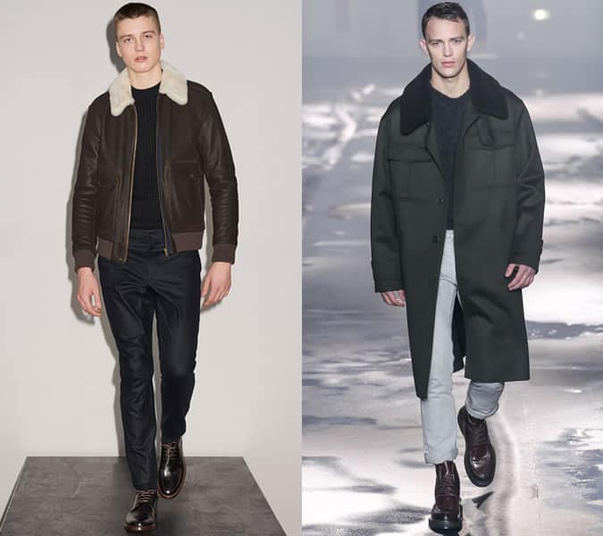Shearling Collared Jackets On Men's AW15 Runways