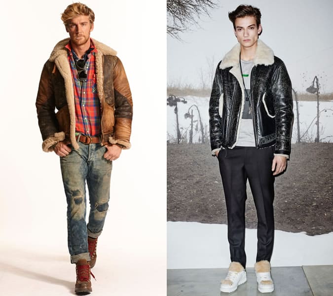 Distressed Shearling Coats On Ralph Lauren And Coach AW15 Runways