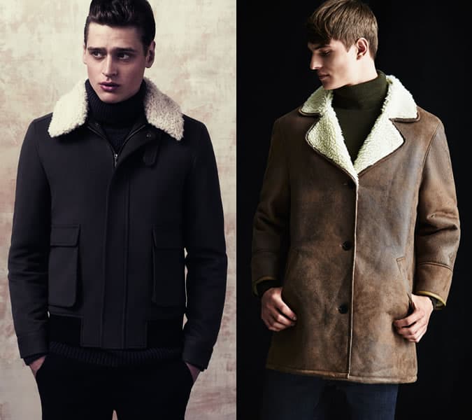 Men's Roll Necks With Shearling Jackets Outfit Inspiration Lookbook