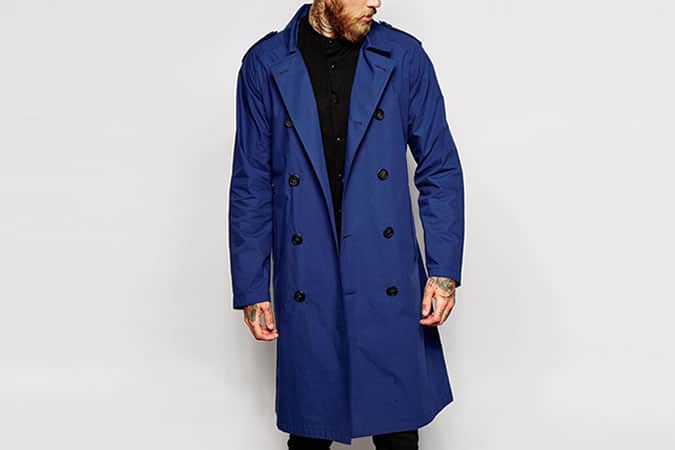 ASOS Trench Coat In Blue
