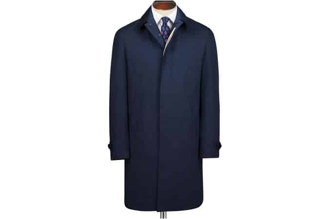 Blue Single Breasted Slim Fit Coat