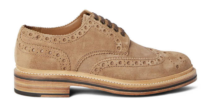 GRENSON ARCHIE TRIPLE-WELT SUEDE WINGTIP BROGUES